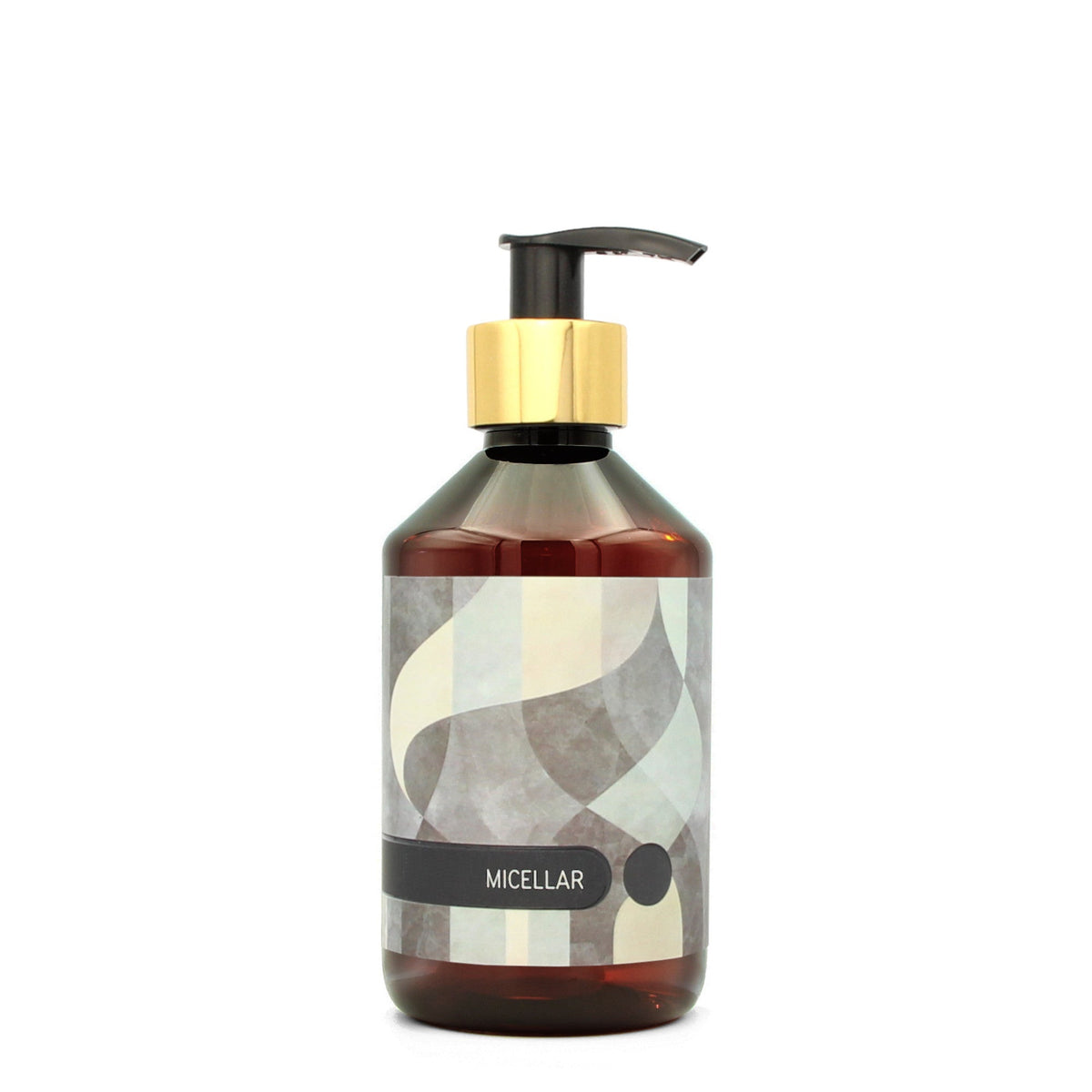 BY MONO plniteľná fľaštička „Abstract“ – micelárna voda, 250 ml, zlatá pumpička