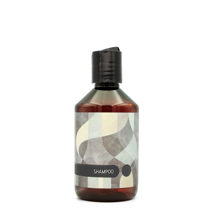 BY MONO plniteľná fľaštička „Abstract“ – šampón, 250 ml, čierny disc-top uzáver