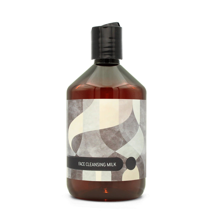 BY MONO plniteľná fľaštička „Abstract“ – pleťové čistiace mlieko, 500 ml, čierny disc-top uzáver