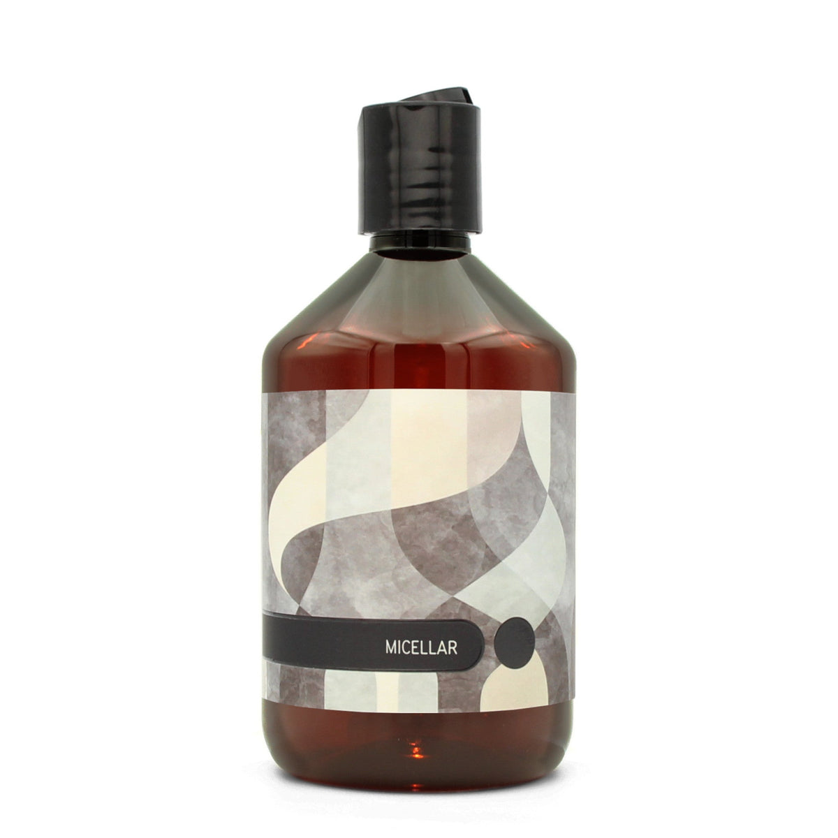 BY MONO plniteľná fľaštička „Abstract“ – micelárna voda, 500 ml, čierny disc-top uzáver