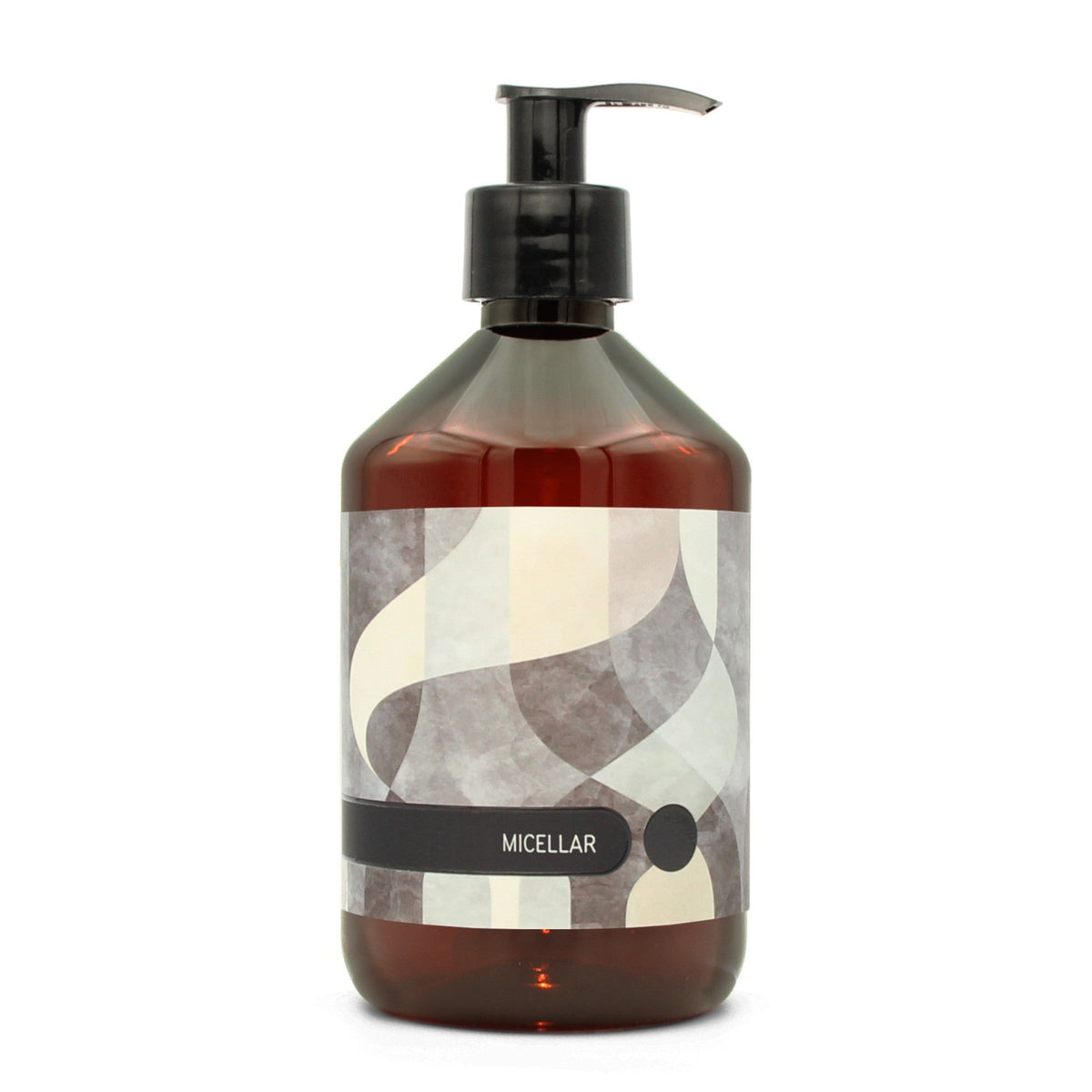 BY MONO plniteľná fľaštička „Abstract“ – micelárna voda, 500 ml, čierna pumpička