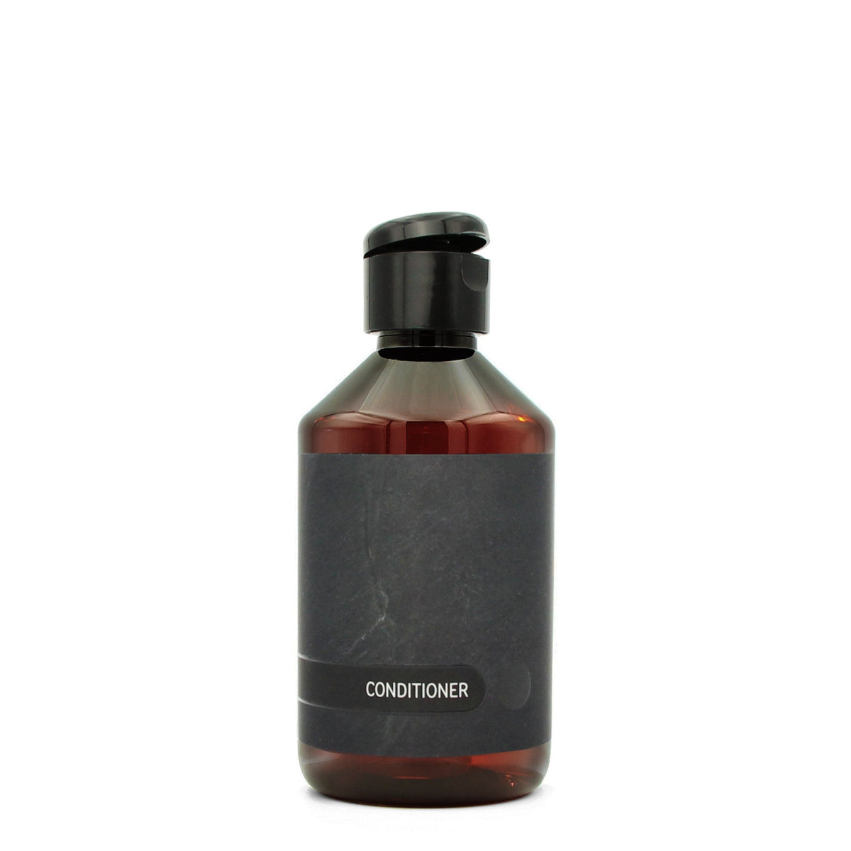 BY MONO plniteľná fľaštička „Black Slate“ – kondicionér, 250 ml, čierny flip-top uzáver