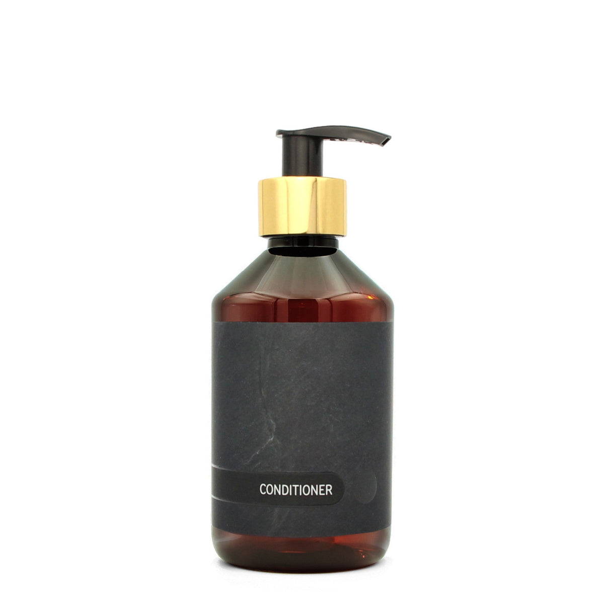 BY MONO plniteľná fľaštička „Black Slate“ – kondicionér, 250 ml, zlatá pumpička