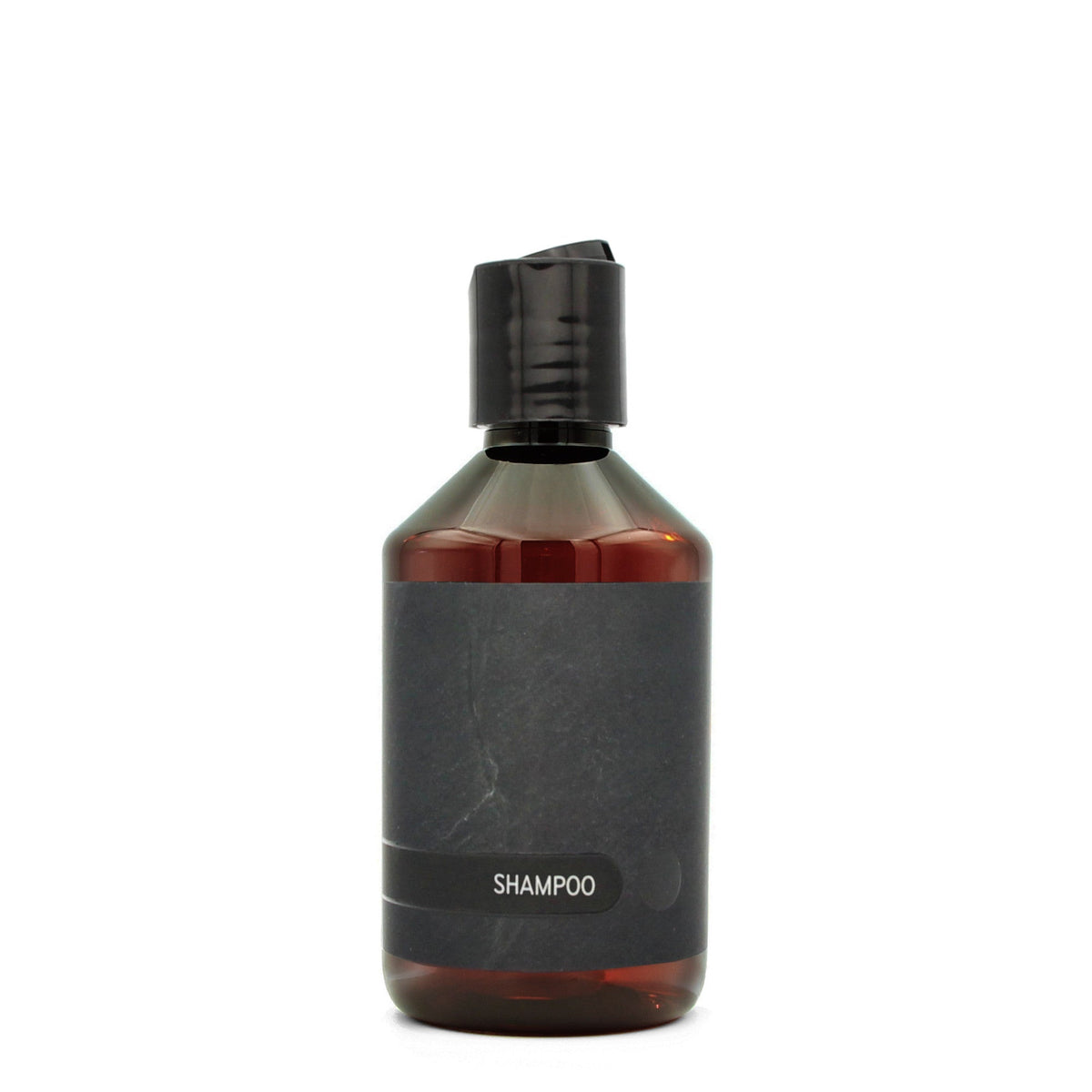 BY MONO plniteľná fľaštička „Black Slate“ – šampón, 250 ml, čierny disc-top uzáver