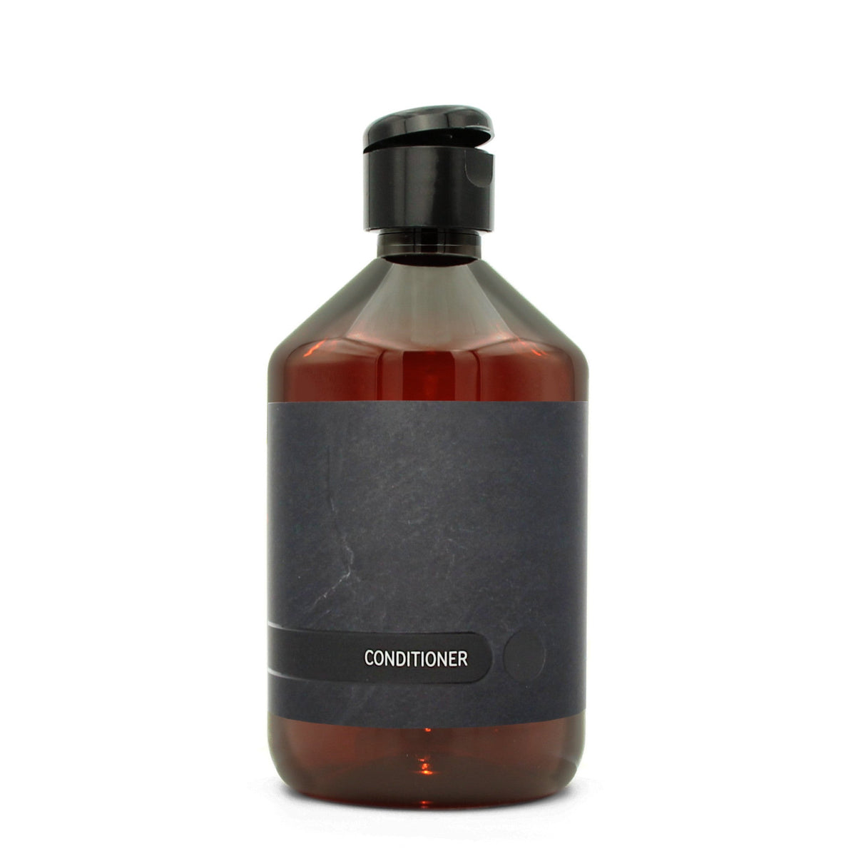 BY MONO plniteľná fľaštička „Black Slate“ – kondicionér, 500 ml, čierny flip-top uzáver