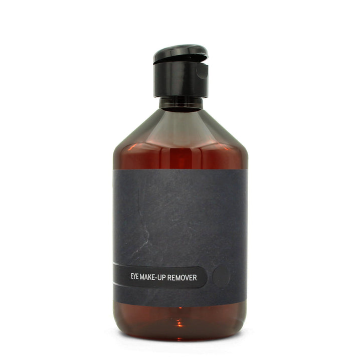 BY MONO plniteľná fľaštička „Black Slate“ – odličovač očí, 500 ml, čierny flip-top uzáver