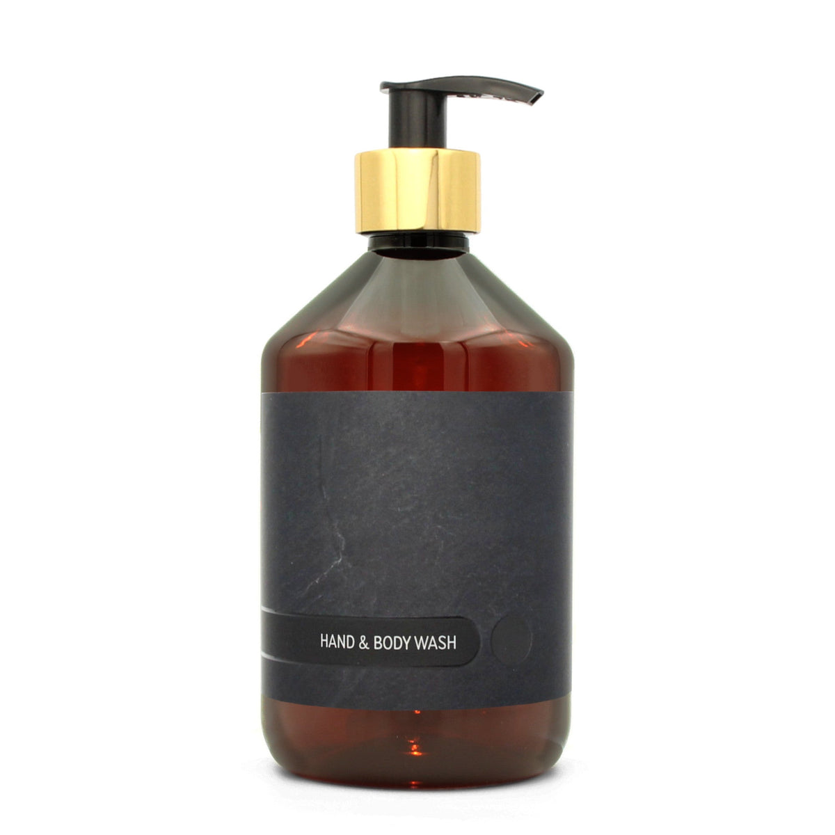 BY MONO plniteľná fľaštička „Black Slate“ – umývací gél na ruky a telo, 500 ml, zlatá pumpička