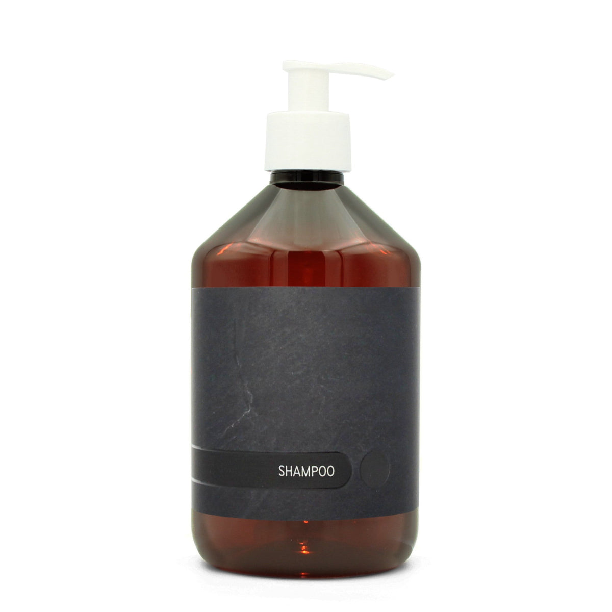 BY MONO plniteľná fľaštička „Black Slate“ – šampón, 500 ml, biela pumpička