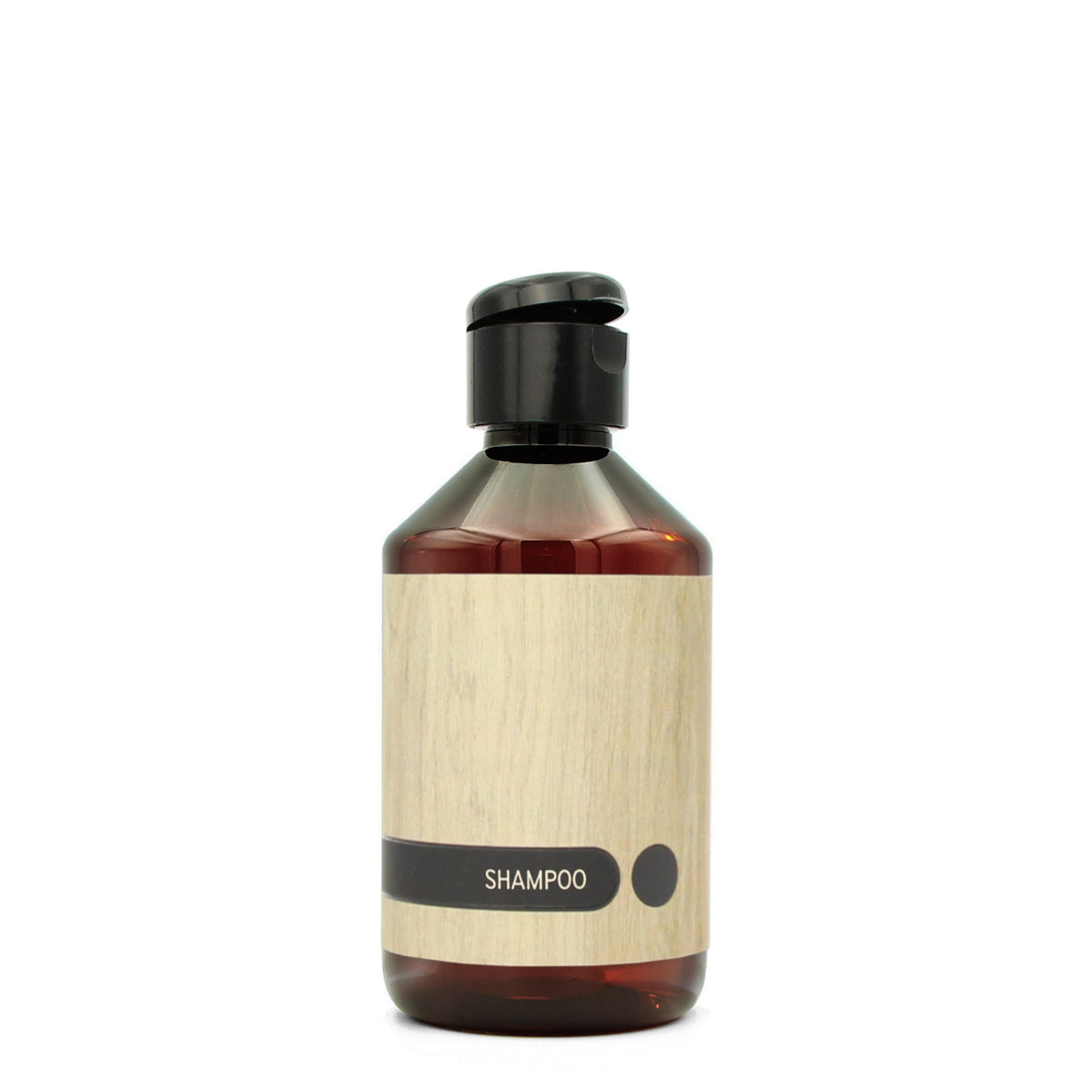BY MONO plniteľná fľaštička „Oak“ – šampón, 250 ml, čierny flip-top uzáver