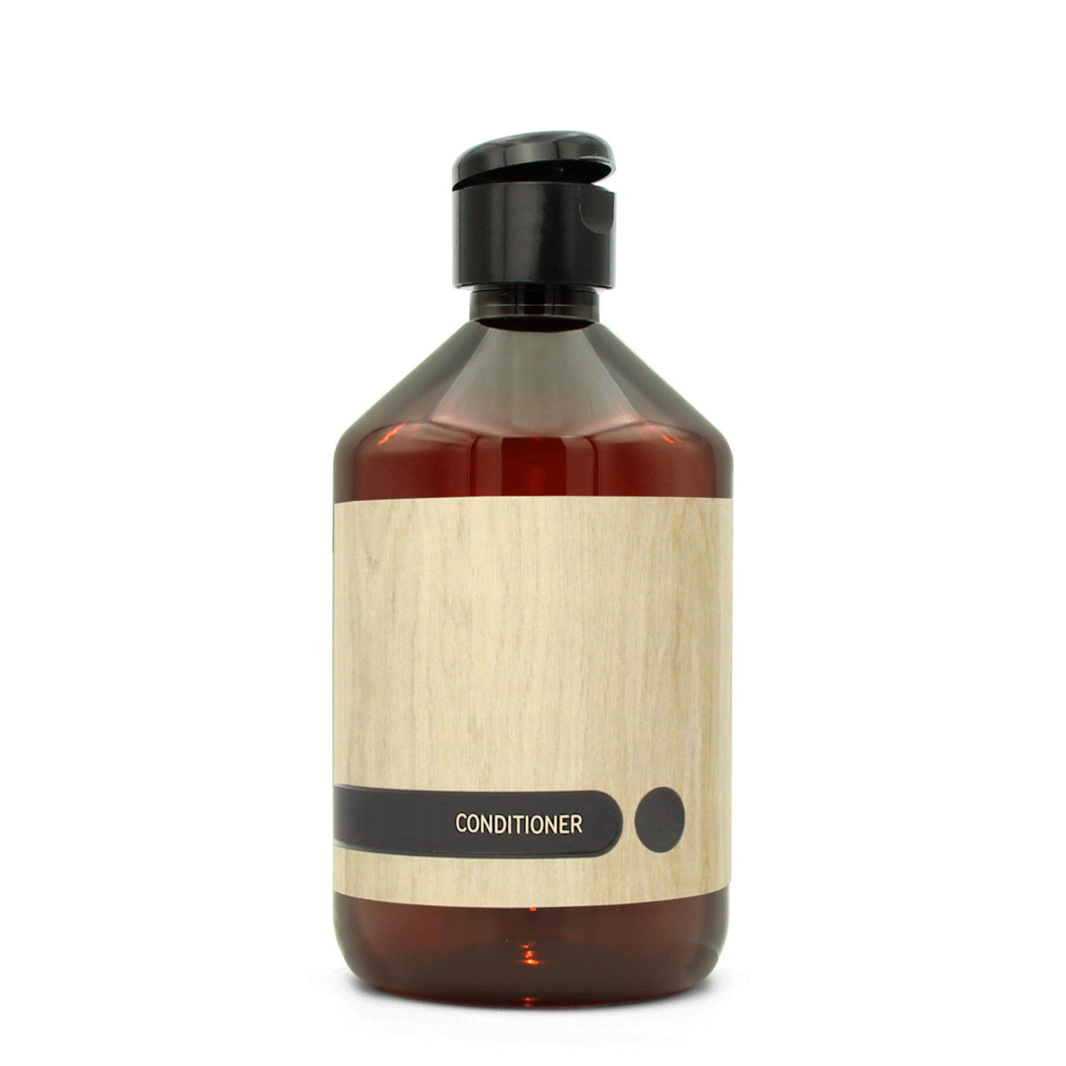 BY MONO plniteľná fľaštička „Oak“ – kondicionér, 500 ml, čierny flip-top uzáver