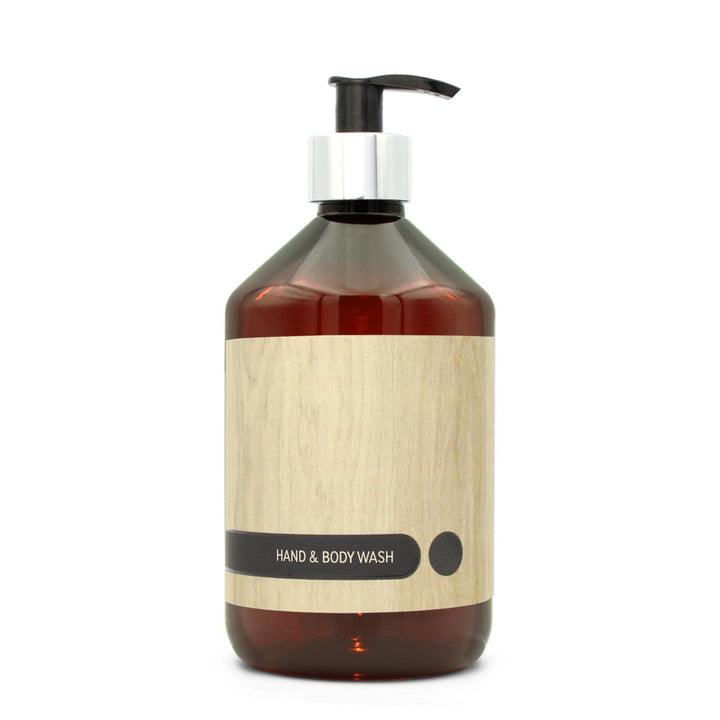 BY MONO plniteľná fľaštička „Oak“ – umývací gél na ruky a telo, 500 ml, strieborná pumpička