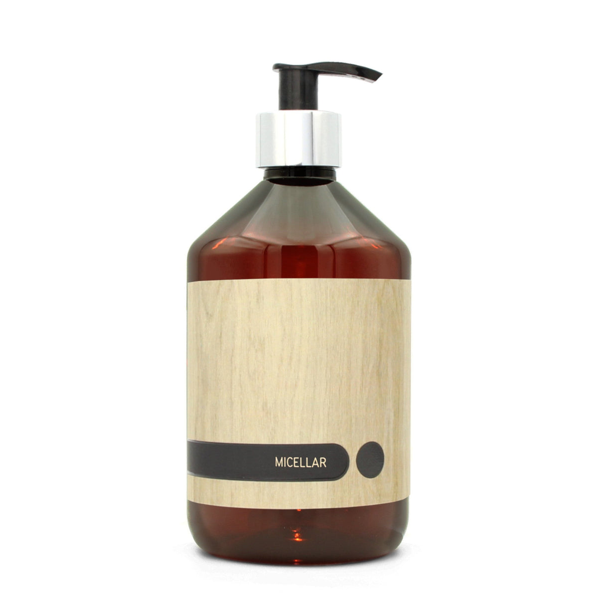 BY MONO plniteľná fľaštička „Oak“ – micelárna voda, 500 ml, strieborná pumpička