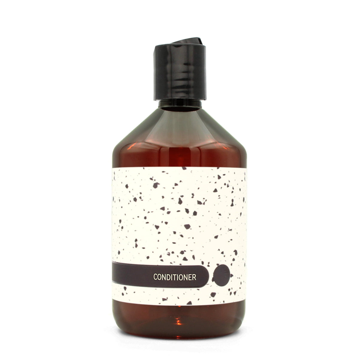 BY MONO plniteľná fľaštička „Terrazzo“ – kondicionér, 500 ml, čierny disc-top uzáver