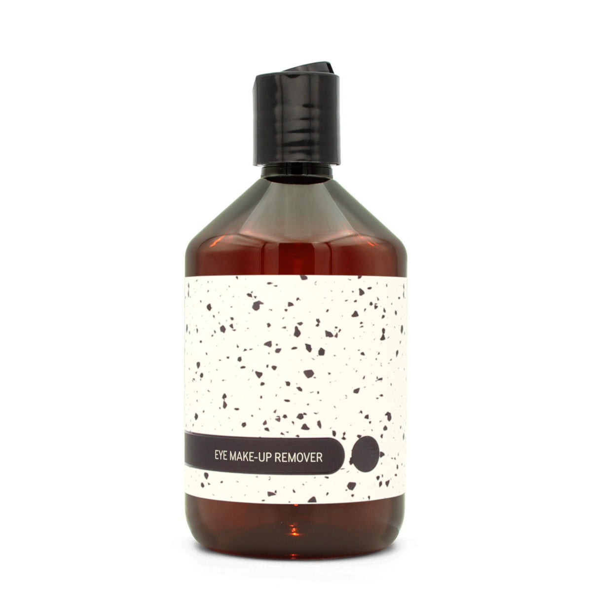 BY MONO plniteľná fľaštička „Terrazzo“ – odličovač očí, 500 ml, čierny disc-top uzáver