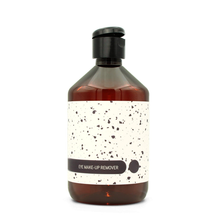 BY MONO plniteľná fľaštička „Terrazzo“ – odličovač očí, 500 ml, čierny flip-top uzáver