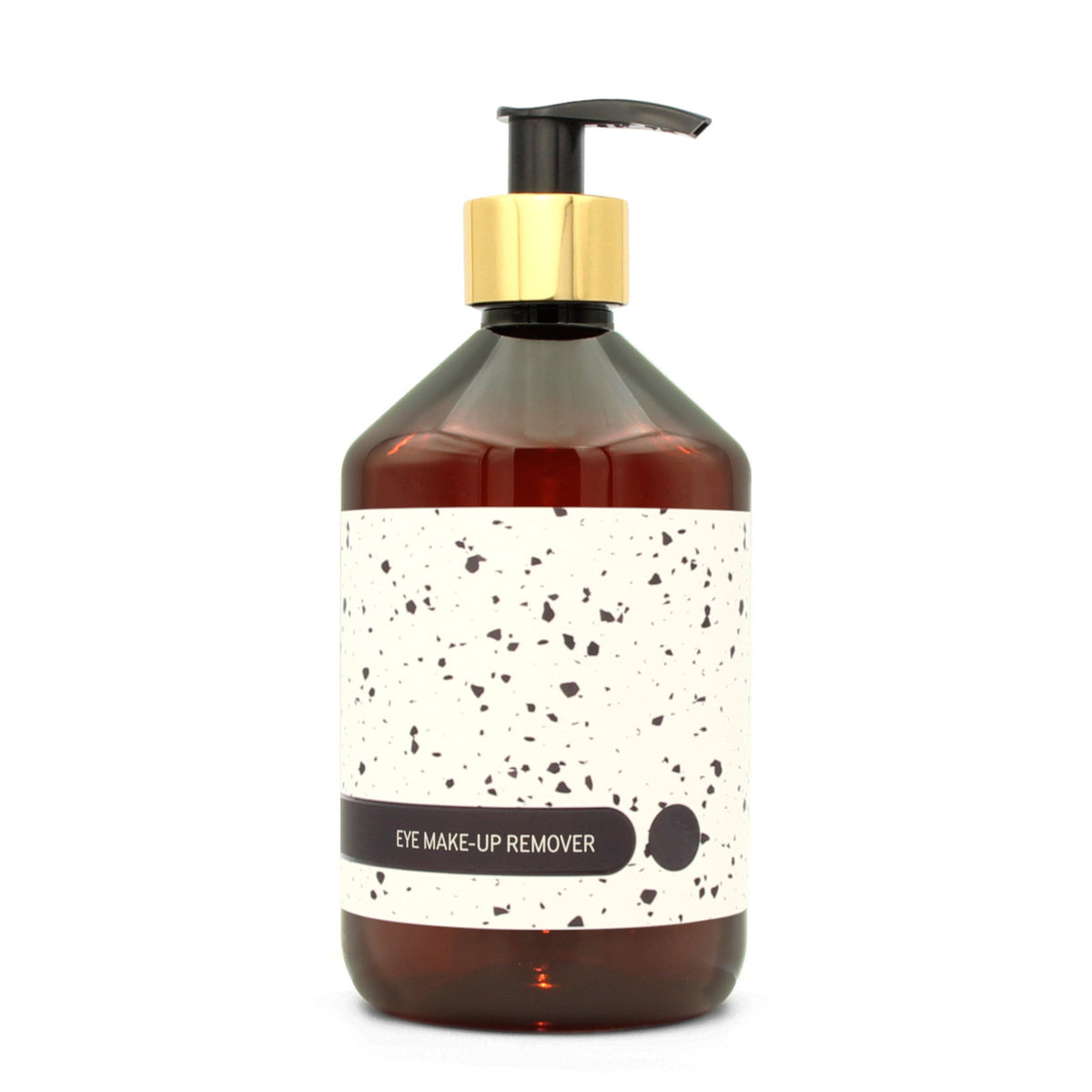 BY MONO plniteľná fľaštička „Terrazzo“ – odličovač očí, 500 ml, zlatá pumpička