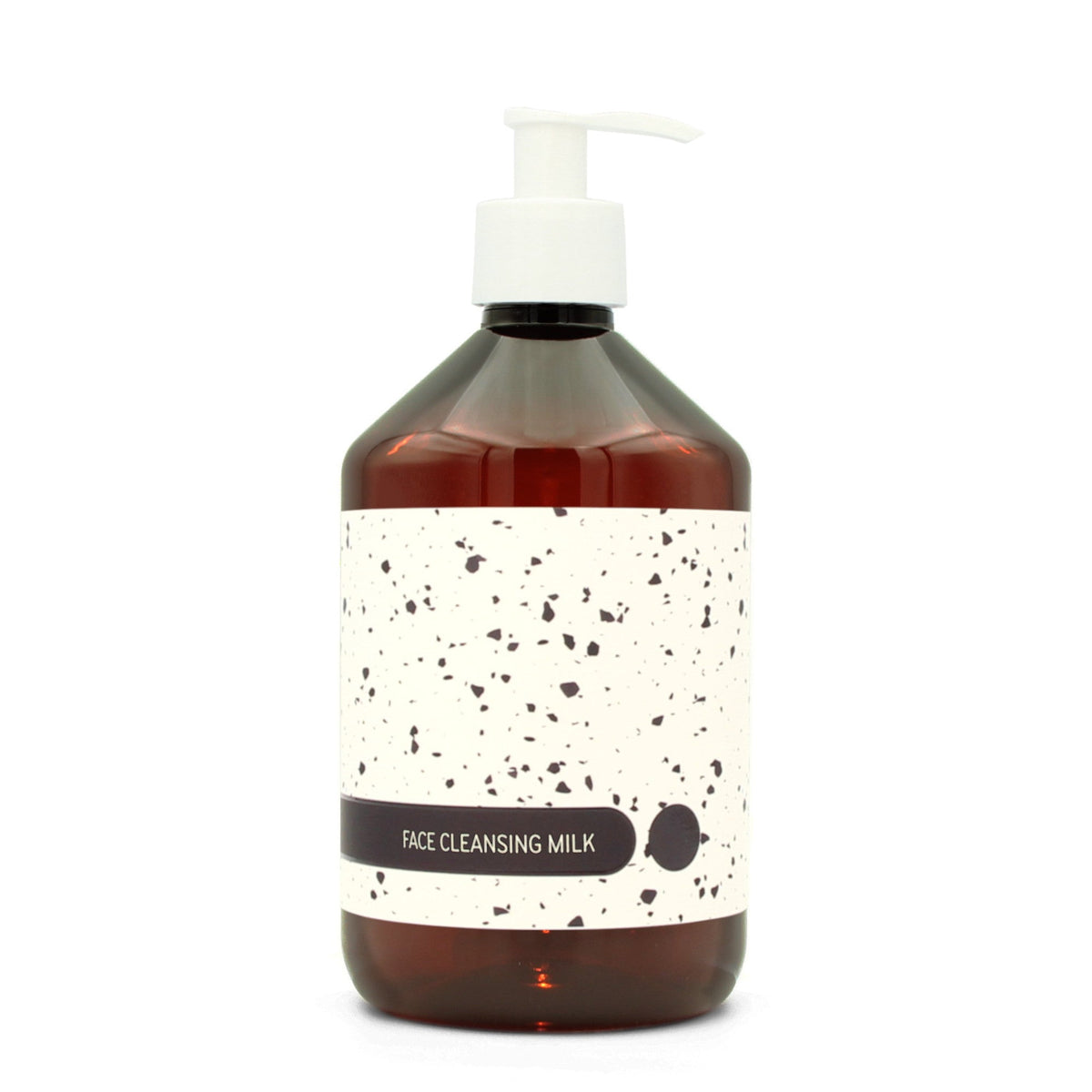 BY MONO plniteľná fľaštička „Terrazzo“ – pleťové čistiace mlieko, 500 ml, biela pumpička
