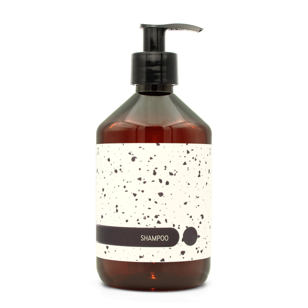 BY MONO plniteľná fľaštička „Terrazzo“ – šampón, 500 ml, čierna pumpička
